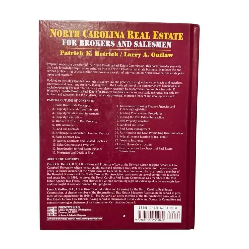 North Carolina Real Estate for Brokers and Salesmen - Hardcover - NEW